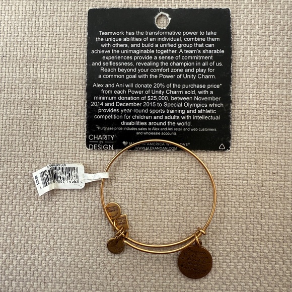 NWT Alex and Ani Power of Unity Special Olympics Gold Bangle Bracelet - Picture 3 of 3